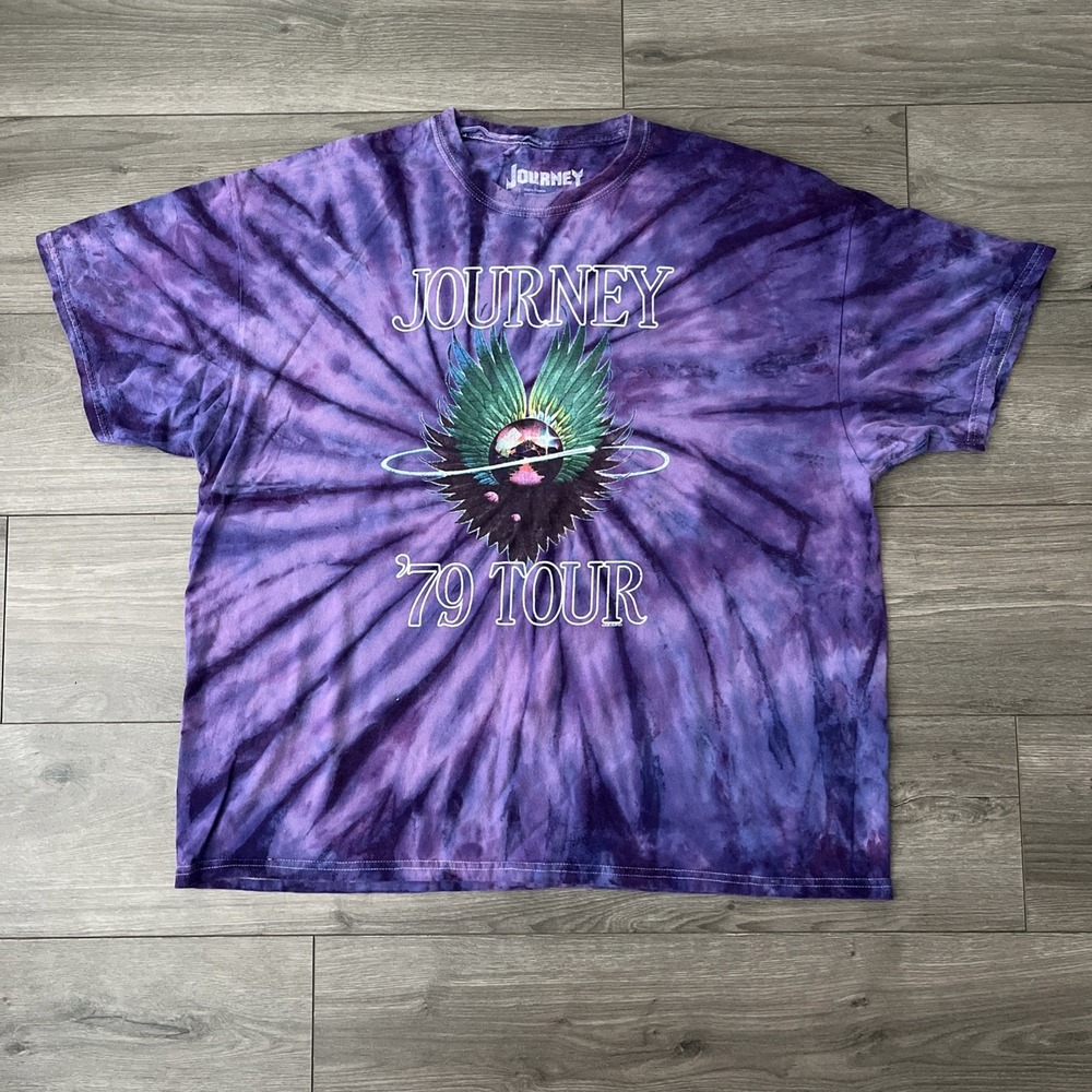 Journey 79 Tour Mens 2XL T Shirt Purple Tie Dye Short Sleeve